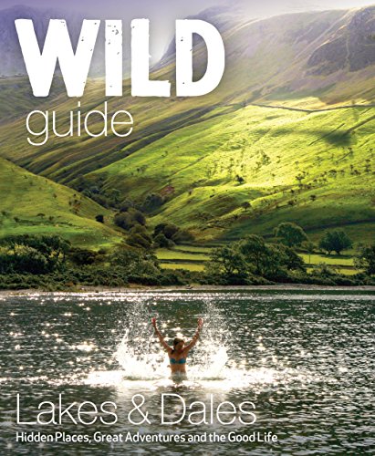 Book cover showing a person splashing in a lake before green hills and mountains.