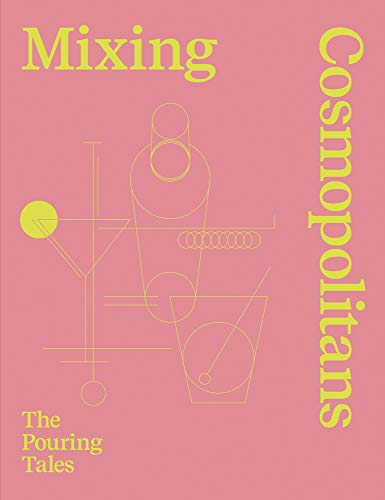 Pink book cover with yellow geometric lines and cocktail glass illustration.
