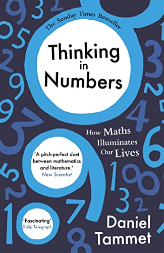 Book cover: “Thinking in Numbers” by Daniel Tammet, with blue and number designs.