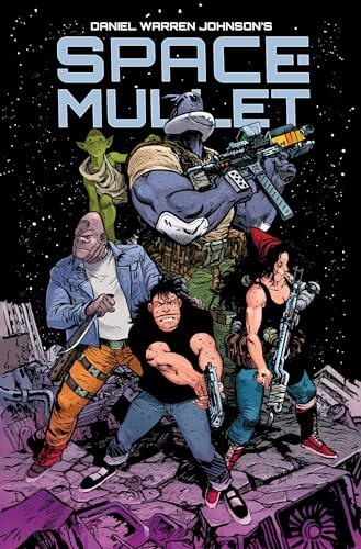 Comic book cover featuring a blue alien with a mullet and gun.