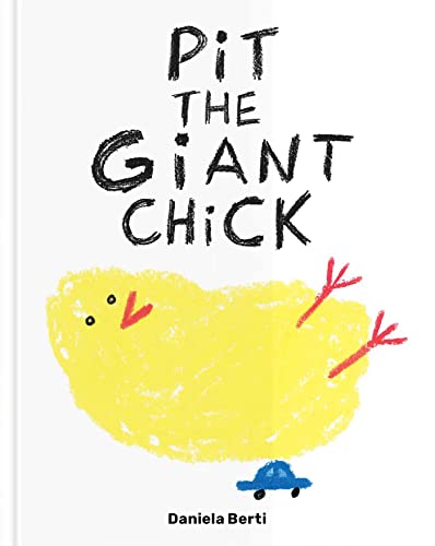Book cover: yellow chick with red feet, and a small blue car.