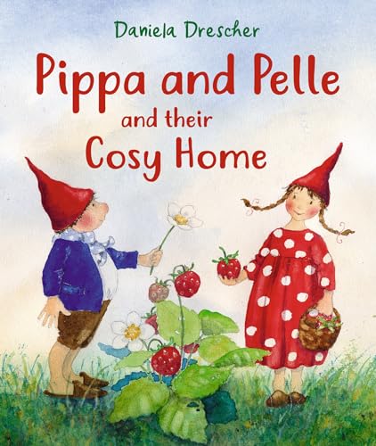 Book cover: two gnomes with strawberries in a garden.