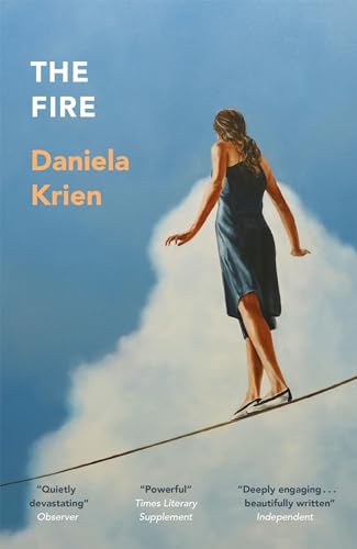 Book cover: woman balancing on a wire against a blue sky.