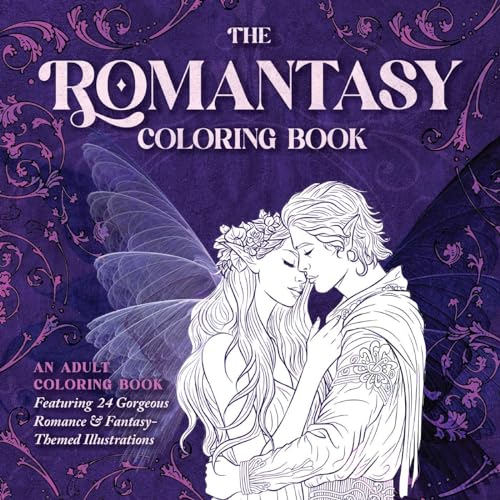 Coloring book cover with a romantic illustration of a couple.
