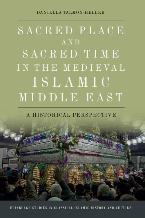 Book cover with ornate green shrine and crowd in a mosque.