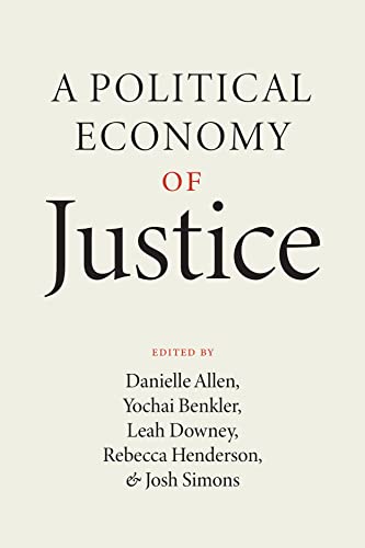 Book cover: "A Political Economy of Justice" with black and red text.