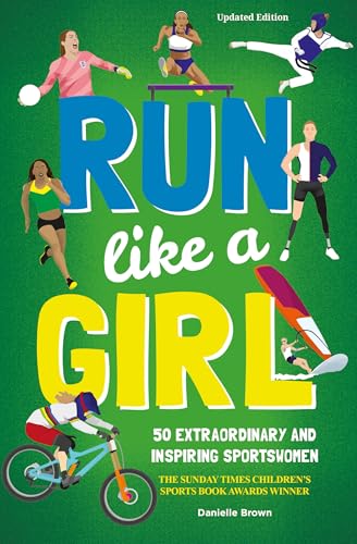 Book cover showing illustrations of diverse sportswomen on a green background with large text.