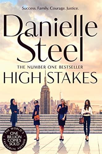 Book cover for "High Stakes" by Danielle Steel, featuring a city skyline.