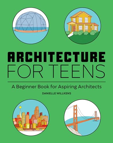 Book cover with architectural illustrations: dome, house, city, bridge.