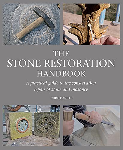 Book cover with images of stone carving tools and restored masonry.
