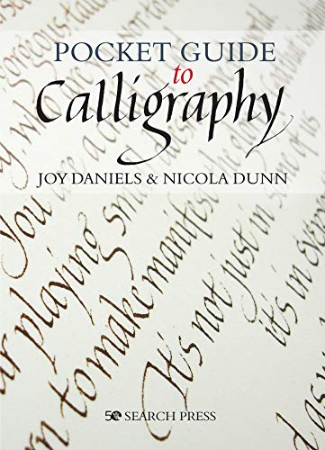 Pocket Guide to Calligraphy" book cover with elegant cursive script.