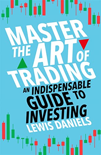 Book cover with white text on blue, featuring candlestick chart graphics.