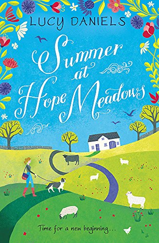 Book cover: woman walking a dog, sheep, and a rural landscape.
