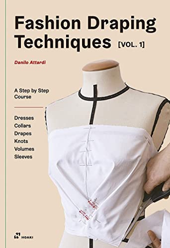 Book cover showing fashion draping techniques on a dress form.
