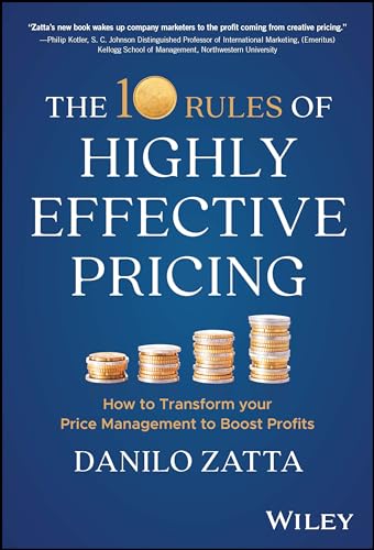 Book cover: "The 10 Rules of Highly Effective Pricing" with coin stacks.
