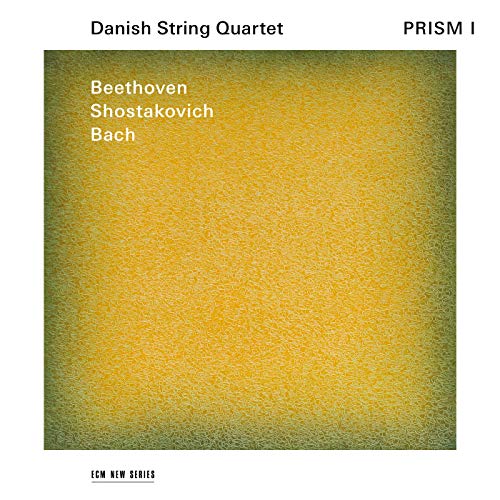 CD cover for Danish String Quartet’s “PRISM I” featuring Beethoven, Shostakovich, and Bach.