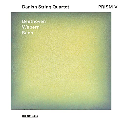 CD cover for Danish String Quartet’s “Prism V” with green gradient.