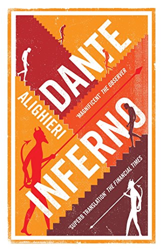 Book cover for Dante Alighieri’s *Inferno* with figures on stairs.