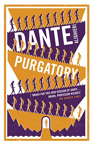 Book cover for Dante Alighieri’s “Purgatory” with silhouettes climbing steps.