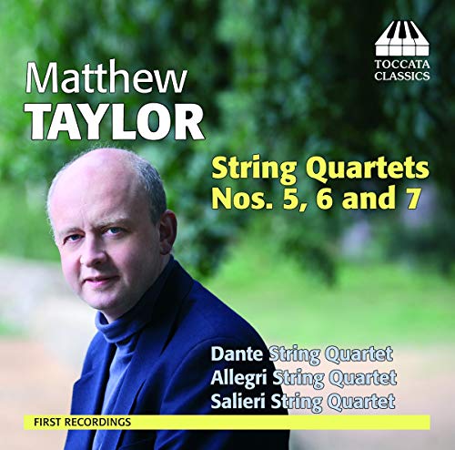 CD cover featuring composer Matthew Taylor’s portrait and text details.