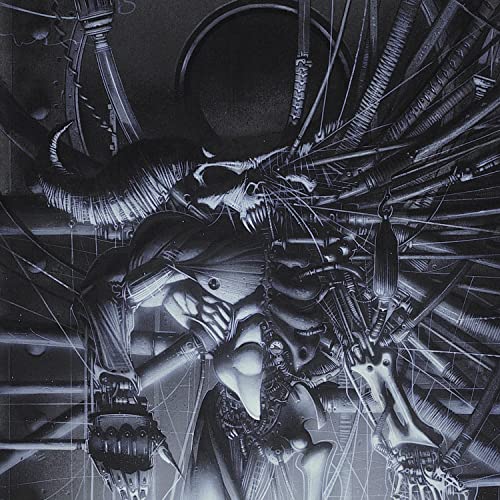 Black and white album cover featuring a monstrous, skeletal figure.