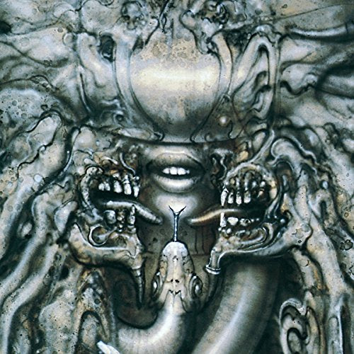 Dark, surreal album cover featuring a monstrous face with open mouth.