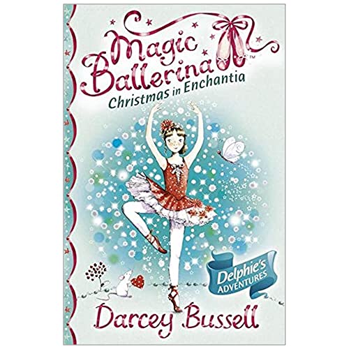 Book cover: ballerina in red dress, snowflakes, and woodland creatures.