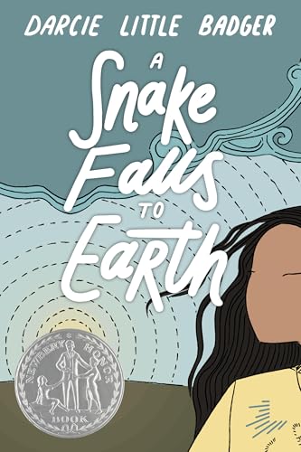 Book cover: "A Snake Falls to Earth" with girl and Newbery Honor seal.