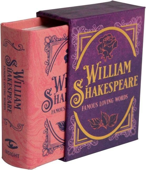 Tiny, ornate book titled “William Shakespeare: Famous Loving Words.”