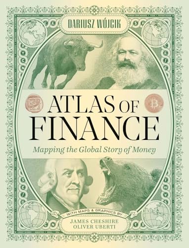Book cover: "Atlas of Finance" with historical figures and animal symbols.