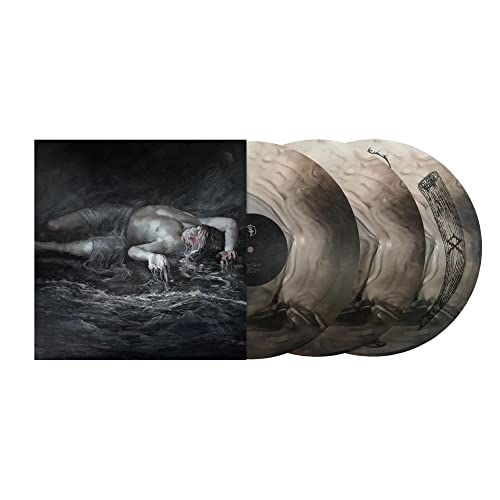 Vinyl record set with dark cover art and three matching marbled grey discs.