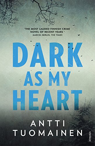 Book cover: "Dark As My Heart" with blue text on a textured, dark background.