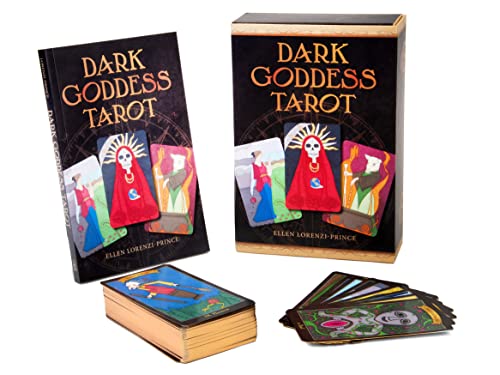 Dark Goddess Tarot deck with box and several illustrated cards shown.