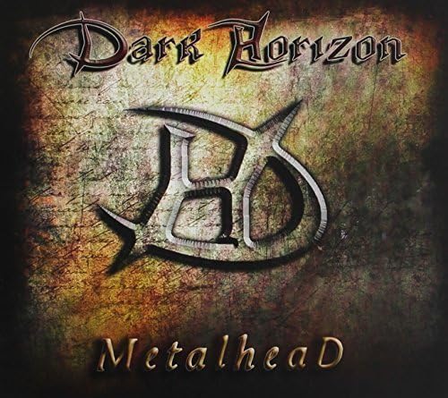 CD cover for Dark Horizon’s “Metalhead” with textured gold and black design.