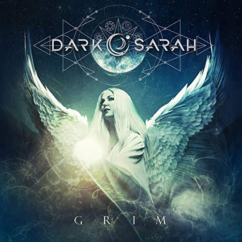 Album cover for Dark Sarah’s “Grim” featuring a winged woman in white.