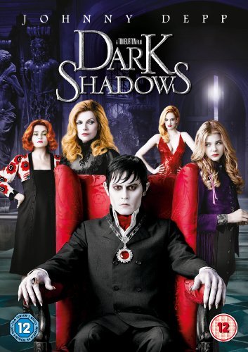 Dark Shadows" DVD cover featuring Johnny Depp and cast in gothic style.