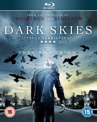 “Dark Skies” Blu-ray cover featuring a boy looking at a flock of birds.