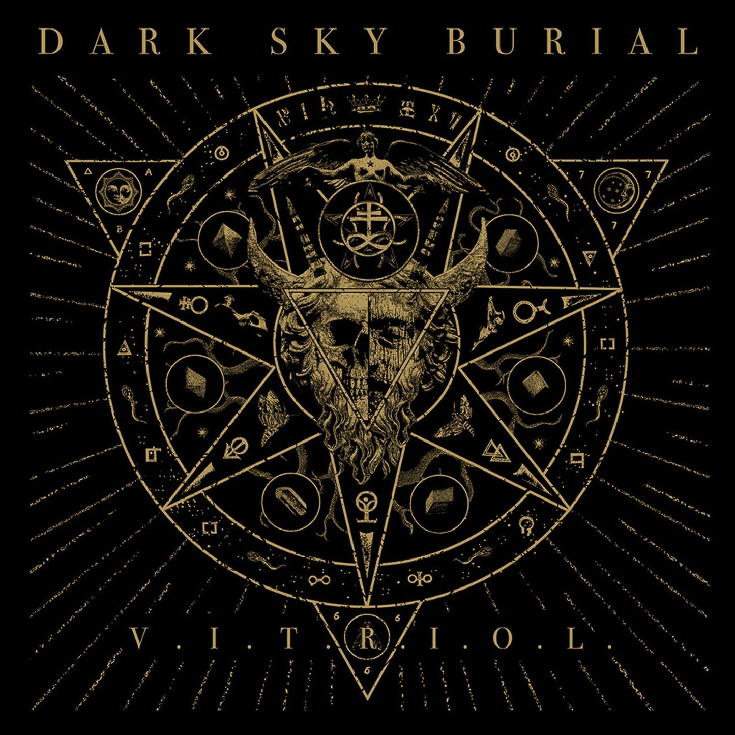 CD cover art: skull within a complex, golden geometric and occult design.