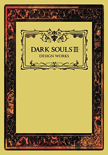 Dark Souls III Design Works book cover with ornate dark frame on yellow background.