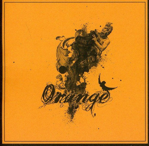 Orange CD cover with abstract dark shapes and a flying bird.