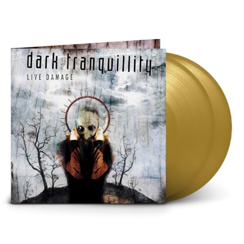 Dark Tranquillity "Live Damage" vinyl record with gold disc and cover art.
