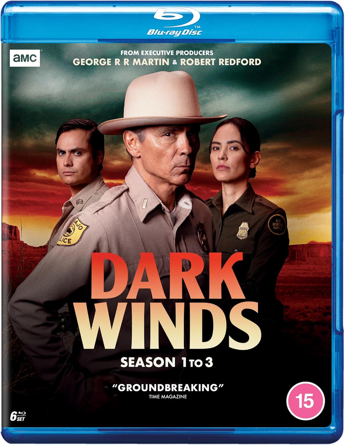 Dark Winds" Seasons 1-3 Blu-ray boxset featuring three law enforcement officers.