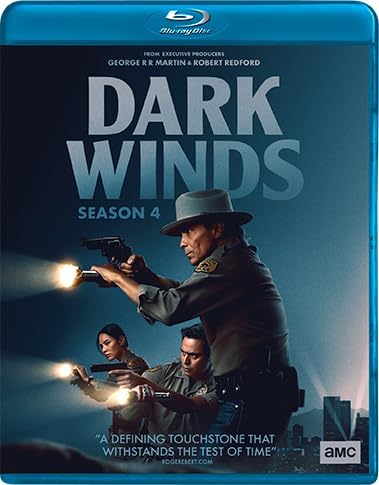 “Dark Winds” Season 4 Blu-ray cover with three officers holding guns.