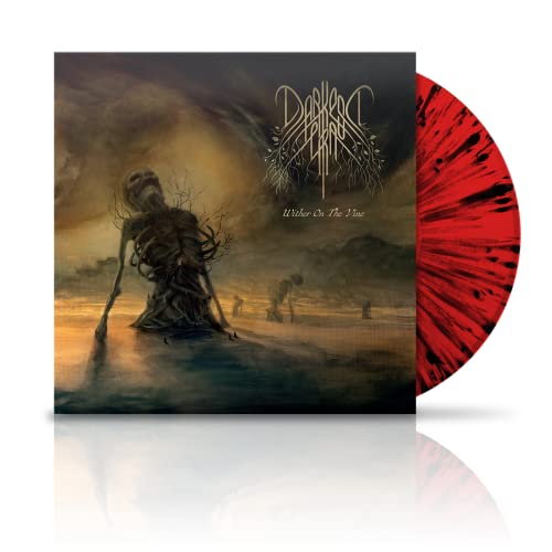 Darkest Era vinyl record with skeletal figure and red swirl pattern.