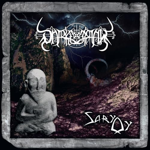 CD cover for Darkestrah’s “Sary Oy” featuring a stormy landscape and statue.