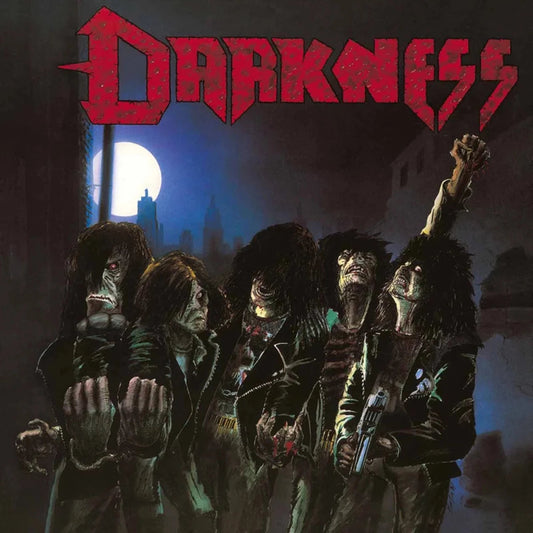 Album cover showing five zombie-like figures in leather jackets against a night city background.
