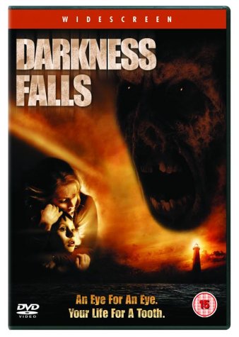 Darkness Falls" DVD cover featuring a screaming face and frightened children.