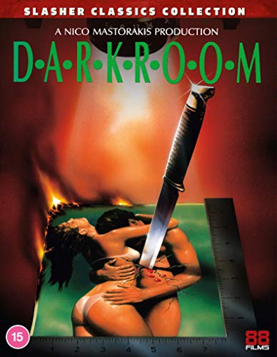 Darkroom Blu-ray cover with a knife, a body, and green title text.