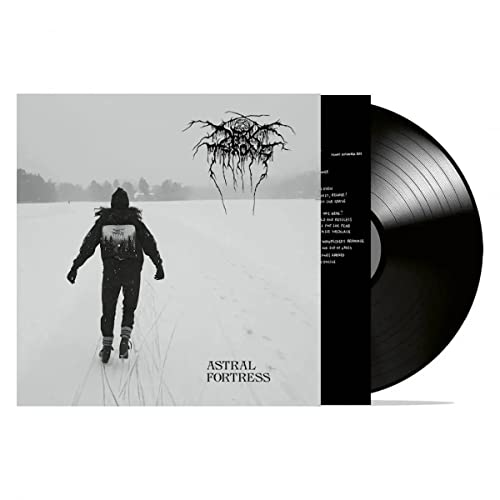 Darkthrone "Astral Fortress" vinyl record with snowy landscape cover art.