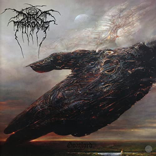 Darkthrone Goatlord album cover featuring a large, dark, textured hand over a landscape.